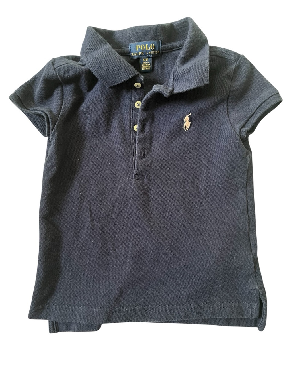 Polo by Ralph Lauren Girls' 4T Navy Short-Sleeve Polo with Pony Preppy School